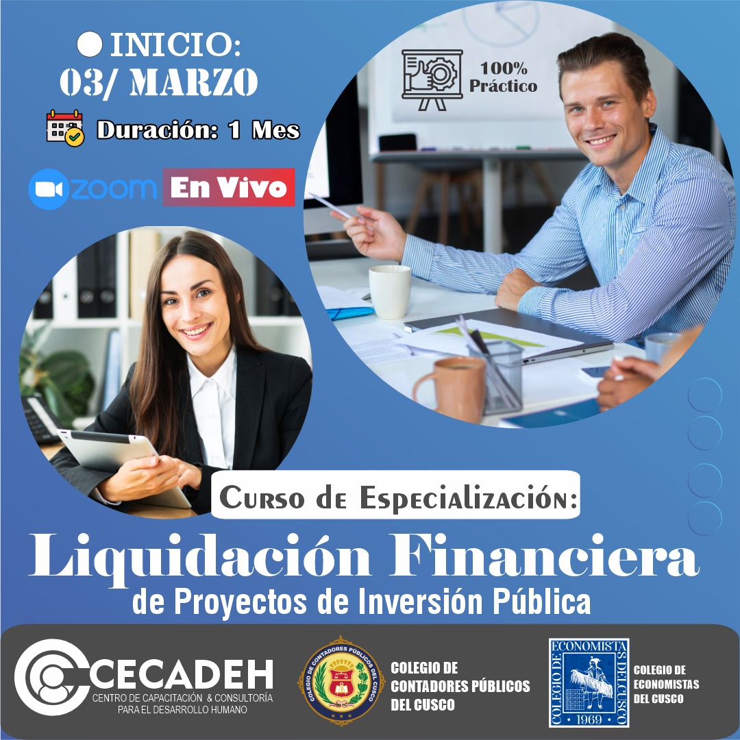 Flyer: Curso de Especialización: Liquidación Financiera de Proyectos de Inversión Pública