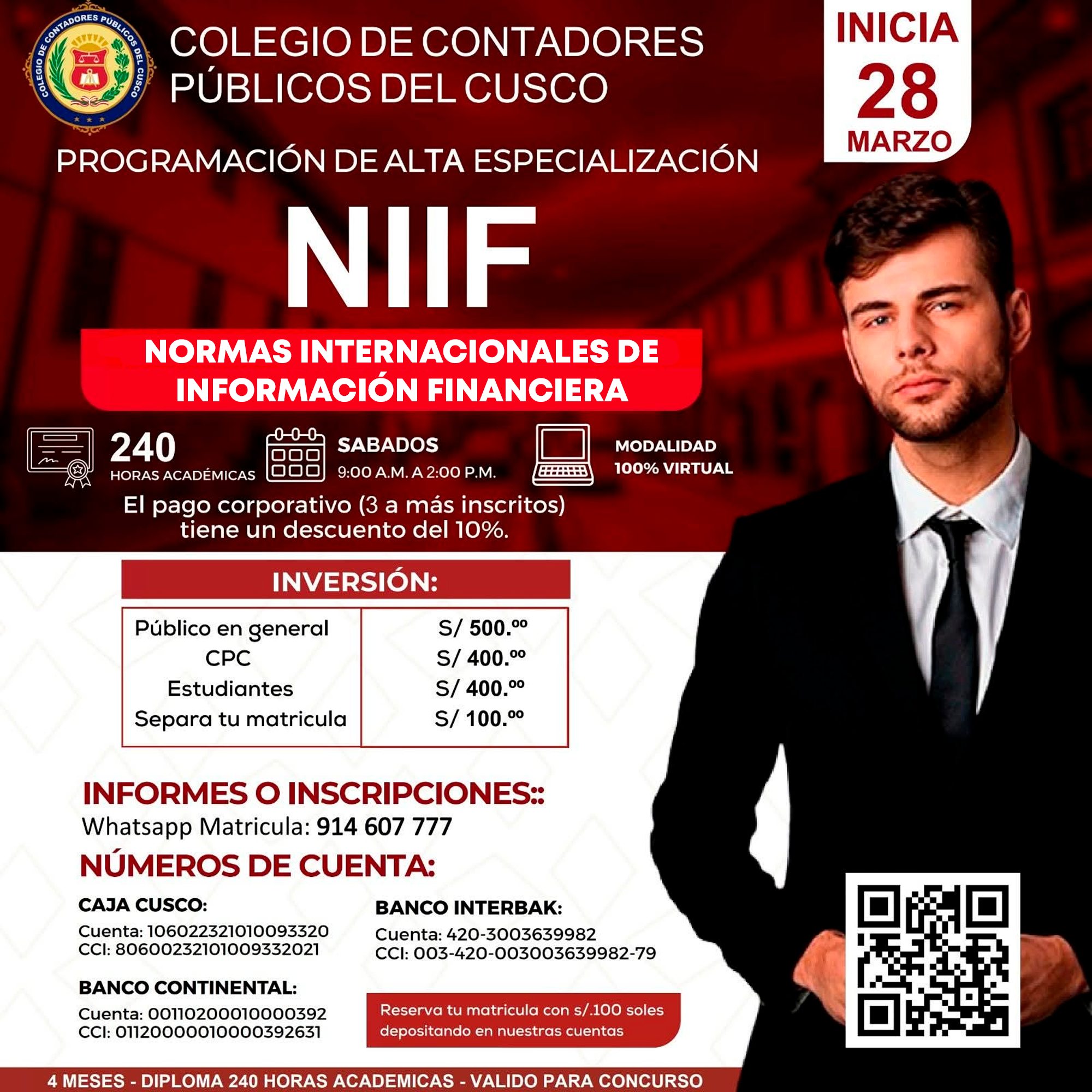 Flyer: 𝐏𝐑𝐎𝐆𝐑𝐀𝐌𝐀 𝐃𝐄 𝐀𝐋𝐓𝐀 𝐏𝐄𝐂𝐈𝐀𝐋𝐈𝐙𝐀𝐂𝐈𝐎𝐍 𝐍.𝐈.𝐈.𝐅.    𝐍𝐎𝐑𝐌𝐀𝐒 𝐈𝐍𝐓𝐄𝐑𝐍𝐀𝐂𝐈𝐎𝐍𝐀𝐋𝐄𝐒 𝐃𝐄 𝐈𝐍𝐅𝐎𝐑𝐌𝐀𝐂𝐈𝐎𝐍 𝐅𝐈𝐍𝐀𝐍𝐂𝐈𝐄𝐑𝐀.