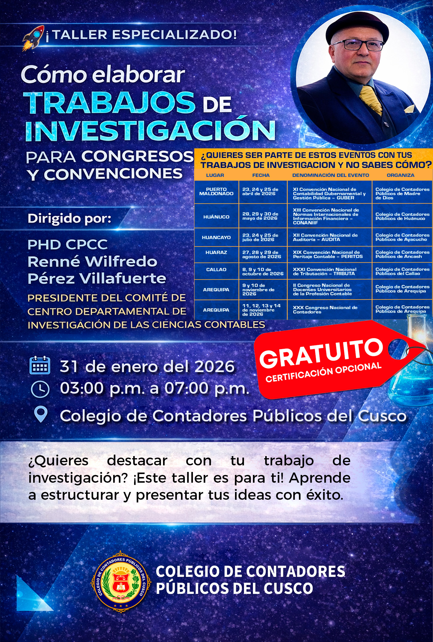 Flyer: TALLER ESPECIALIZADO DE INVESTIGACIÓN CIENTÍFICA