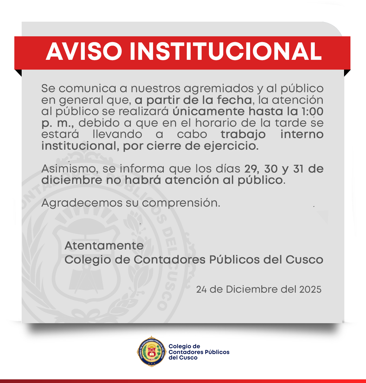 AVISO INSTITUCIONAL