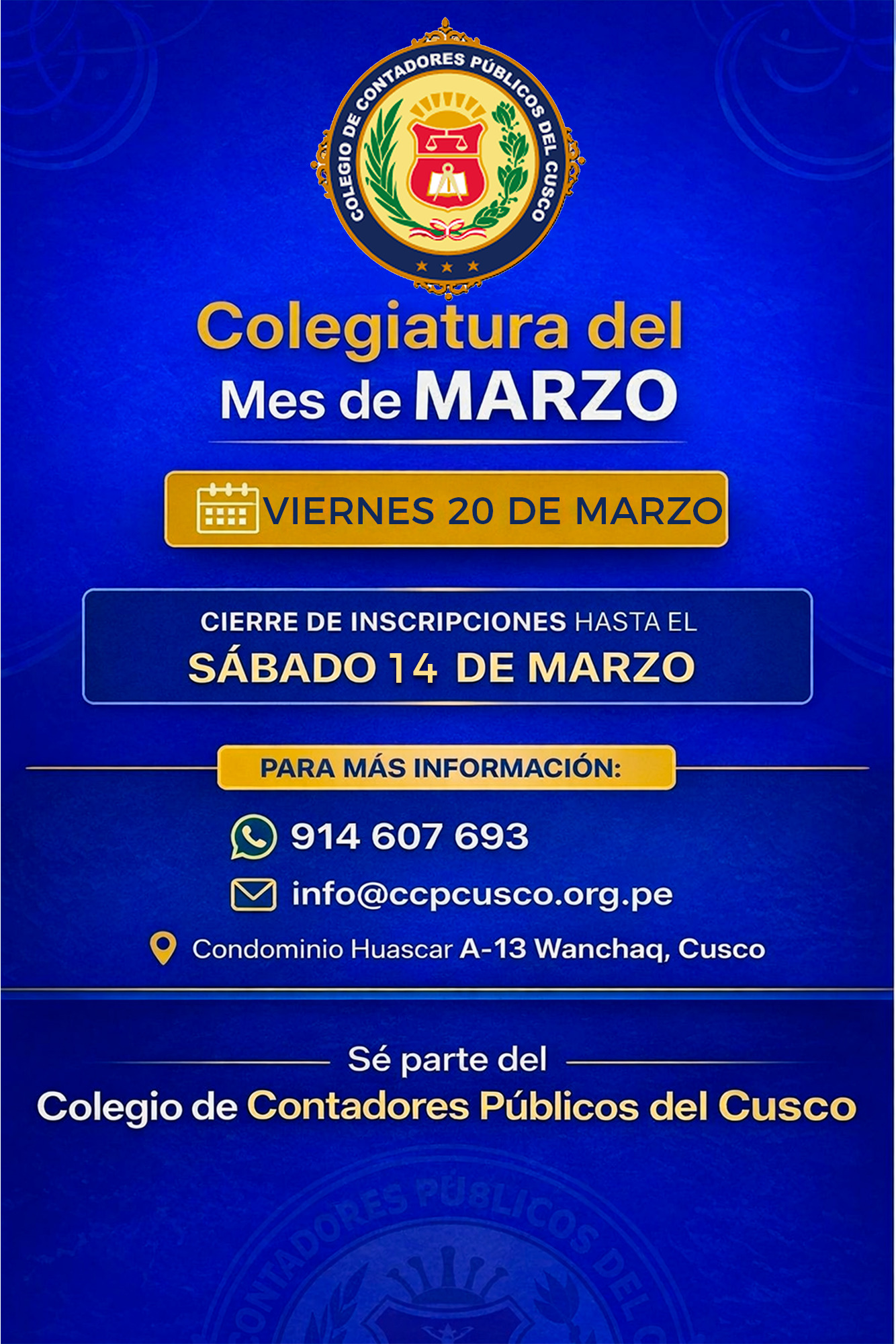 📢 Colegiatura – Mes de Marzo