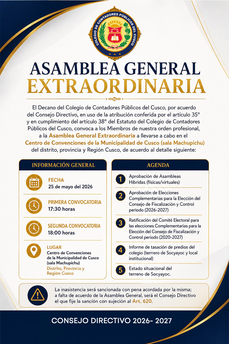 ASAMBLEA GENERAL EXTRAORDINARIA 2026