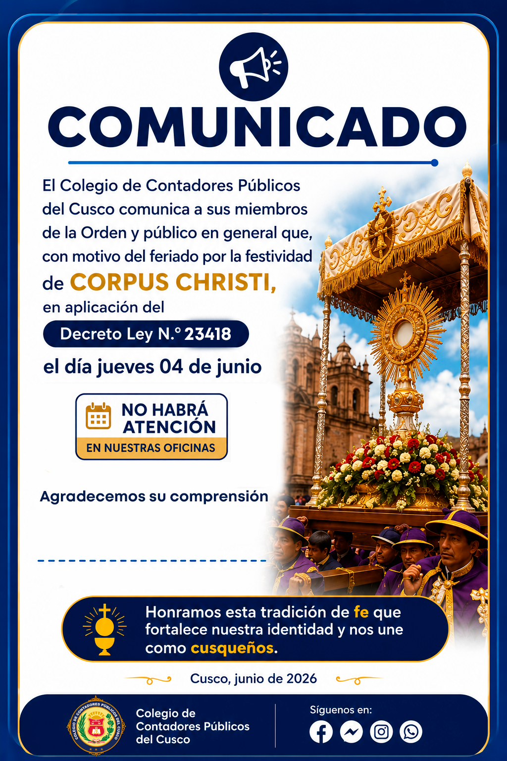 COMUNICADO INSTITUCIONAL