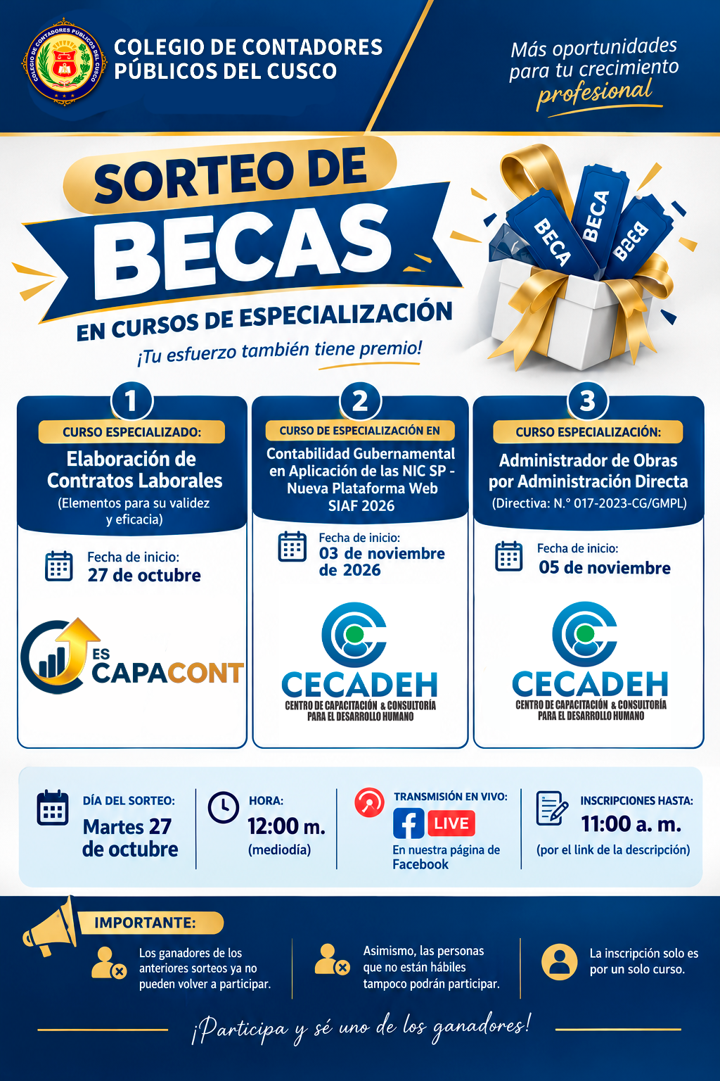 🎓💙 ¡PARTICIPA EN EL SORTEO DE BECAS DEL CCPC! 💛
